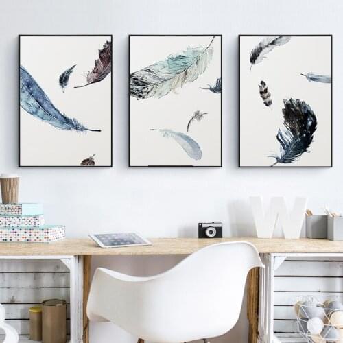Nordic Style Spray Color Feathers Abstract Canvas Prints Poster Minimalist Decorative Painting Wall Picture No Frame Living Room