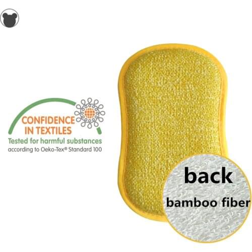 Kitchen Magic Sponge Brush Microfiber Cloth + Non-sticky Bamboo Fiber Double-sided Way Buffer Bathroom Scrub Cleaning Sponges