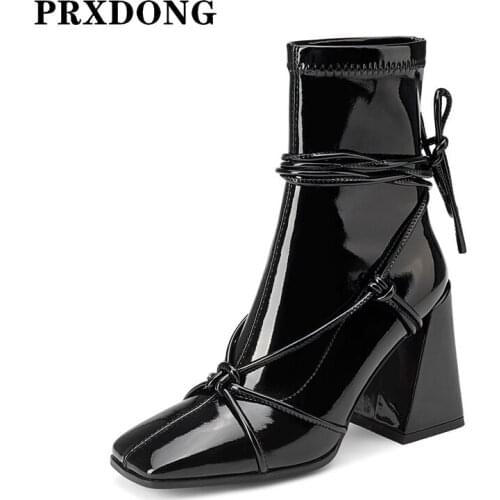 Women Shoes New Autumn Winter Ankle Boots Chunky High Heels Square Toe Black Apricot Dress Office Lady Shoes Short Boots 34-39