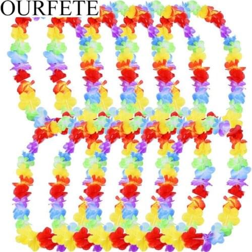 10Pcs Hawaiian Flower Leis Garland Necklace Fancy Dress Pool Decor Party Hawaii Beach Party Fun Flowers DIY Luau Party Supplies