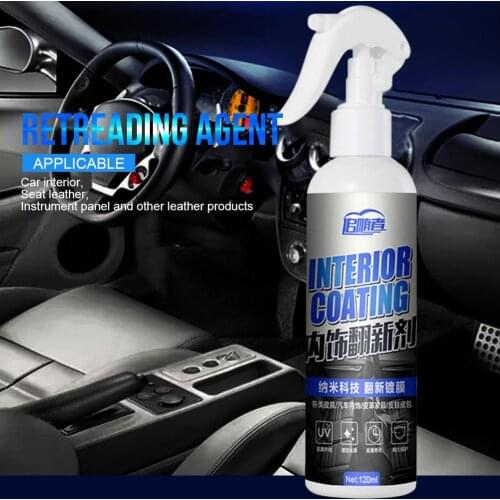 120ml Car Interior Cleaning Agent Ceiling Cleaner Leather Glazing Waterborne Panel Coating Agent Auto Roof Dash Cleaning Tool