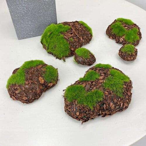 6 pieces of fake moss, moss, stones, showcase, moss, green bark, hairy stones, shooting props, bonsai ornaments