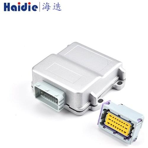 Free shipping 24pin grey male female ECU generator controller modified plug FCI circuit connector with 24p Aluminum box