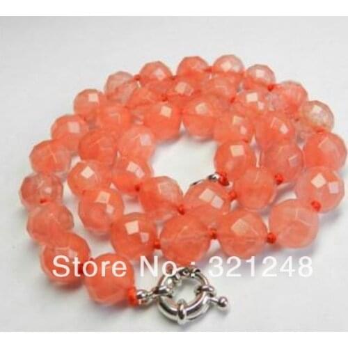 Free shopping new 2014 diy 10mm Faceted Pink Watermelon Tourmaline Necklace AAA GE5372