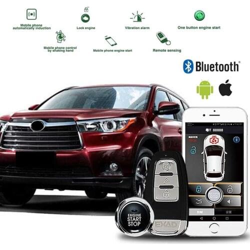 Bluetooth link car alarm remote start and keyless entry car security PKE signaling start stop button auto alarm central locking