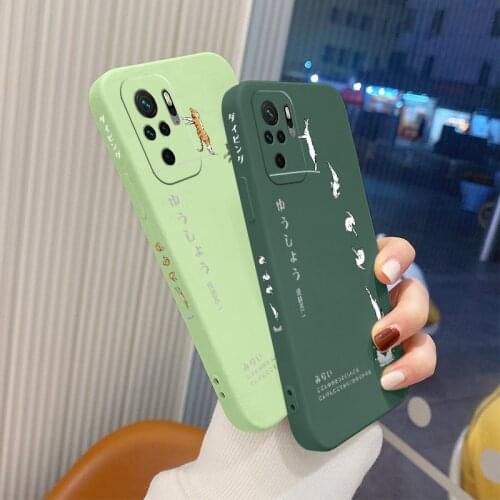 Side For Xiaomi RedmiNote 10 9T 8 7 Case Diving Cat Liquid Slicone Soft Cover Redmi 9 9T K40 K30 K20 Pro Shockproof Phone Case