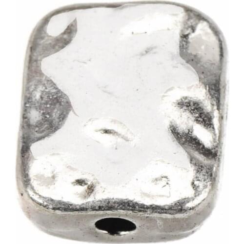 Rectangle beads diy handmade bracelets necklaces findings flat uneven antique silver plated metal jewelry accessory 11*9mm 20pcs