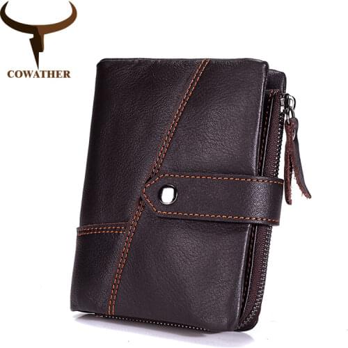 COWATHER first layer cow leather men Wallets cow genuine leather male Purse news retro fashion men Coin bag M9081 free shipping