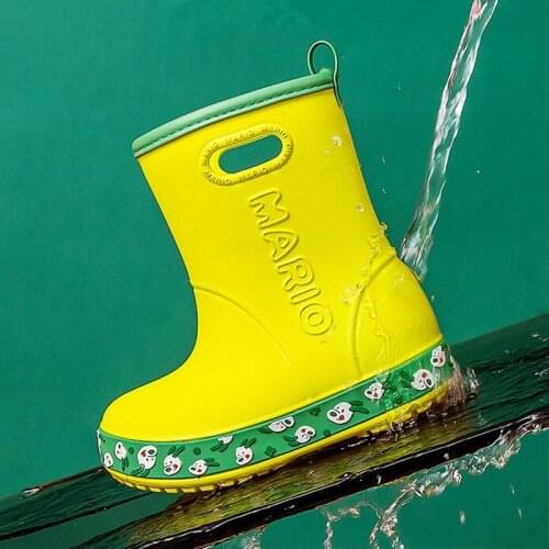 Childrens Rain Boots Small and Medium-sized Childrens Baby EVA Soft-soled Rain Boots Summer Rainy Cartoon Mid-tube Rain Boots