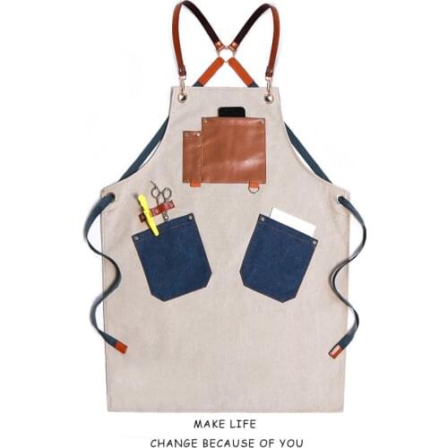 Apron work fashion denim waterproof hairdressing tattoo artist milk tea shop nail manicure work clothes custom printed logo