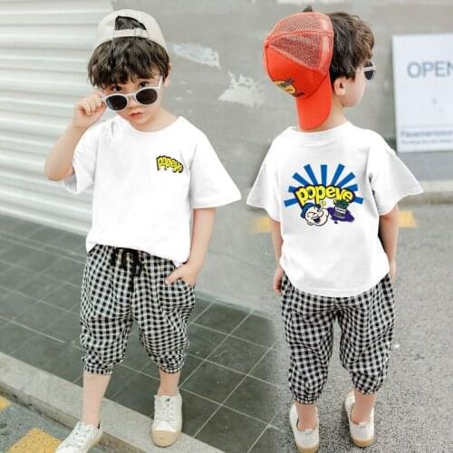 Kids Clothing Set Summer New Childrens Clothing Boys Girls Fashion Casual Short Sleeve Suit Kids Print Tshirts + Pants Two Piece