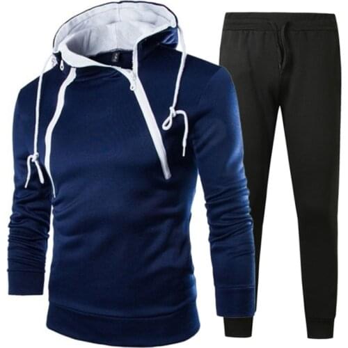 2020 New Men Sets Fashion Sporting Suit Brand Patchwork Zipper Sweatshirt +Sweatpants Mens Clothing 2 Pieces Sets Slim Tracksuit