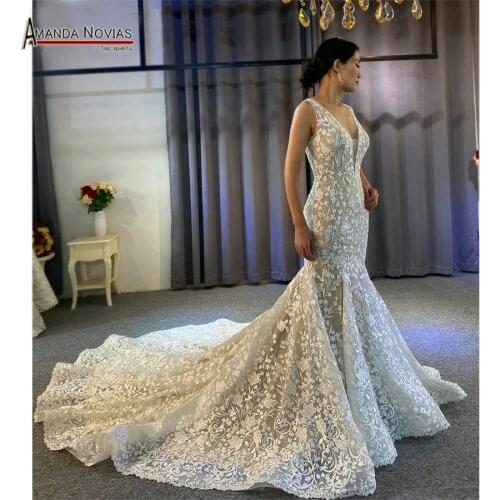 Beautiful nice mermaid wedding dress real work