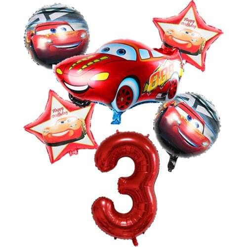 1set Cartoon McQueen Car Children Birthday Party Birthday Decoration Latex Balloons Kid Toys​ 40inch Red Number Balls