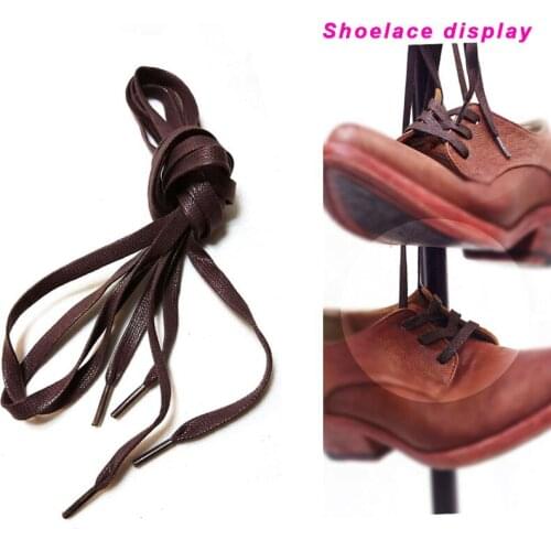 LIHUAMAO 1 Pair coffee brown waxed flat shoelaces cotton oxford brogue leather shoes cotton shoelaces