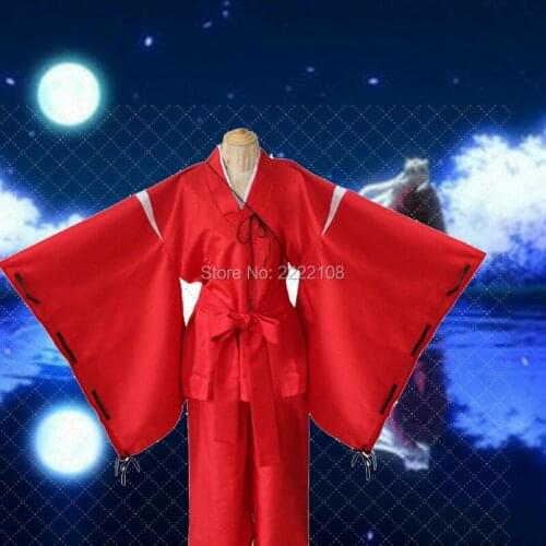 Fashion Anime Inuyasha Cosplay Costume,Bright Red Kimono Costume Cosplay Uniform japanese Kimono Robe Costume,Free Shipping