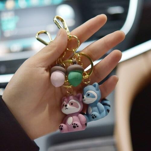 Fashion Cute Squirrel Keychain Key ring Exquisite Bag Car Pendant Squirrel And Its Pine Nut Keychain