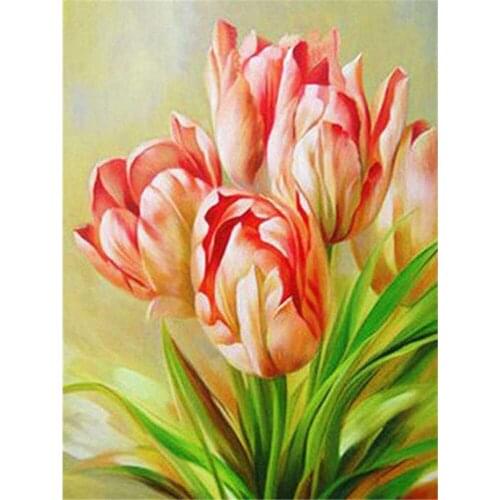 Tulips Flower DIY 11CT Embroidery Cross Stitch Kits Needlework Craft Set Printed Canvas Cotton Thread Home Decoration On Sell