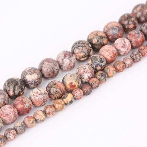 Natural Leopard Stripes Stone Beads 4 6 8 10 12mm 15" Loose Round Beads For Jewelry Making DIY Necklace&Bracelet