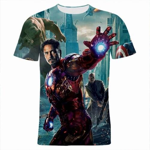 2021 New Fashion Men T Shirt Summer Short Sleeve Streetwear Women Clothes Marvel The Avengers 3D Print Boy Girl Kids Tee Shirts