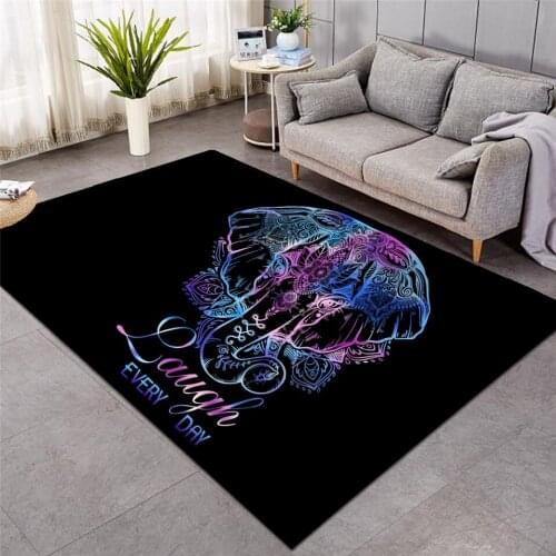 New Elephant Large Carpets for Living Room Animal Bohemia Area Rug Non-slip Black Floor Mat Home Fashion Carpet
