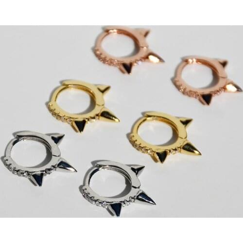 New 925 Sterling Silver Earring Zircon Punk Style Geometric Ear Bone Ear Buckle Trend Simple Versatile Boy Women Ear Jew Persona