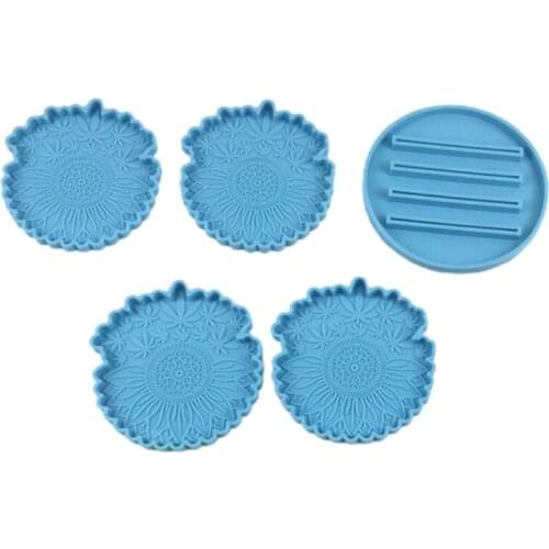 Sunflower Maple Leaf Coaster Epoxy Resin Mold Cup Mat Coaster Holder Casting Silicone Mould DIY Crafts Decoration Tool