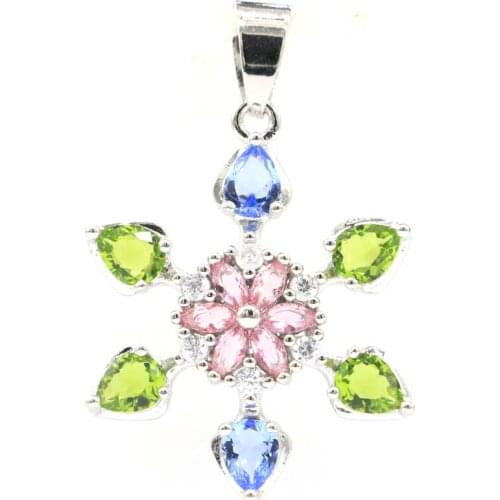 45x25mm SheCrown London Blue Topaz CZ for Women Wedding Fine Jewelry Hot Pick 925 Sterling Silver Pendant