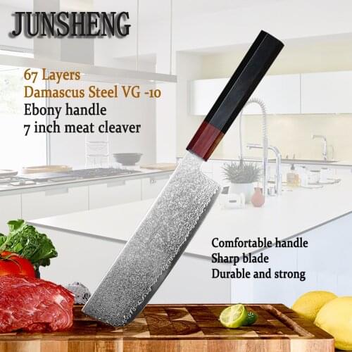 Professional Japanese chefs knife with octagonal ebony handle VG10 Damascus steel multifunctional sliced cooking kitchen knife