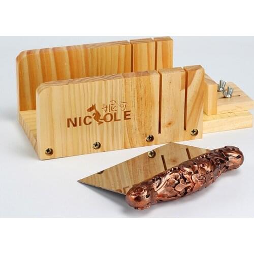Adjustable Loaf Soap Cutter Wood Box with Stainless Steel Blade for Handmade Soap Making Tools Set