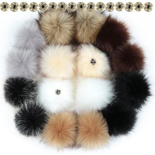 10 12 15cm False Hairball Hat Ball Pom Pom DIY Ball Wholesale Cap Accessories Multicolor Faux Fox Fur PomPom With Buckle