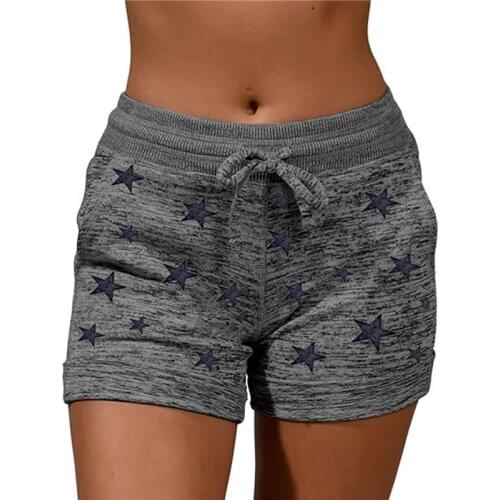 Summer Casual Shorts Striped Quick Drying Shorts Vintage With Drawstring Female Short Striped Stars Printed Straight Short