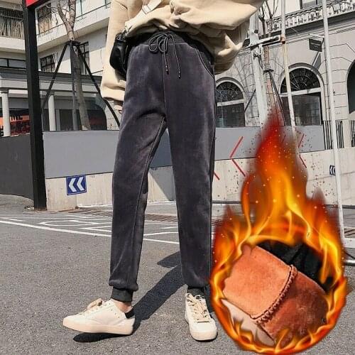 Girls Tracksuit Pants Plush Harem Trousers Winter Warm Casual Loose