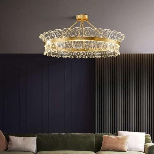 Light luxury all-copper post-modern atmosphere creative art bedroom living room dining room large round chandelier