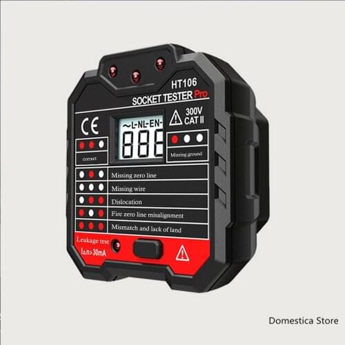 HT106 Digital Display Plug Socket Voltage Socket Tester Electrical Fault Checker Advanced Circuit Line Wall Plug Finder Tools