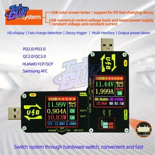 Color Type-c USB tester Power Supply Buck boost DC voltmeter current voltage meter detector power bank charger PD indicator