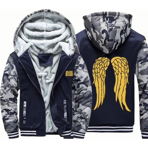 The Walking Dead windbreak outwear Male coatwarm hoodies man thick Camouflage Sleeve causal winter Men Jacket hoody men clothing