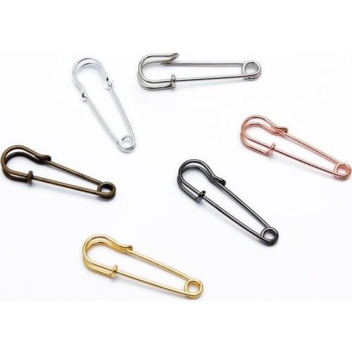 50 PCS 45mm Length 6 Colors Plated Vintage Metal Brooch Pin Base Settings For Jewelry Making