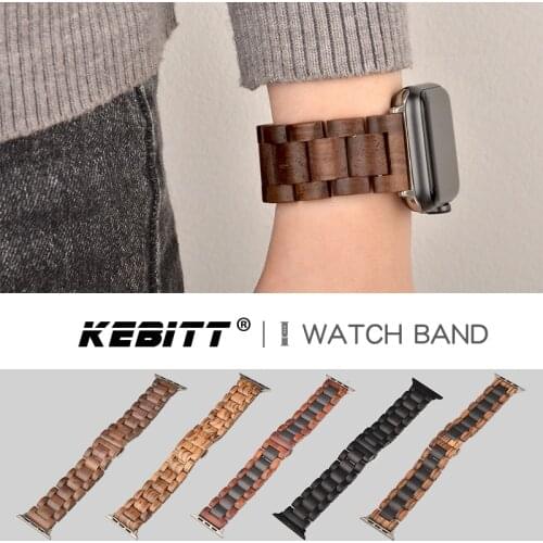 High Quality Wooden Watchband For Apple watch 6 se Natural Bamboo Black Brown Strap for Iwatch Series 5 4 3 40/44/42/38mm Band