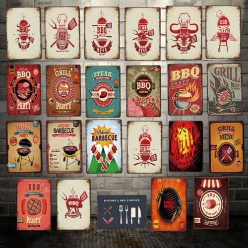 [ WellCraft ] BBQ Grill Enjoy HOLIDAY Summer Metal Plaque Vintage Wall Painting Custom Tin Sign Party Decor LT-1771