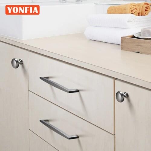 YONFIA 3679 Modern Black Cabinet Handle Square Furniture Hardware Zinc Alloy Kitchen Door Knobs Cupboard Wardrobe Drawer Pulls