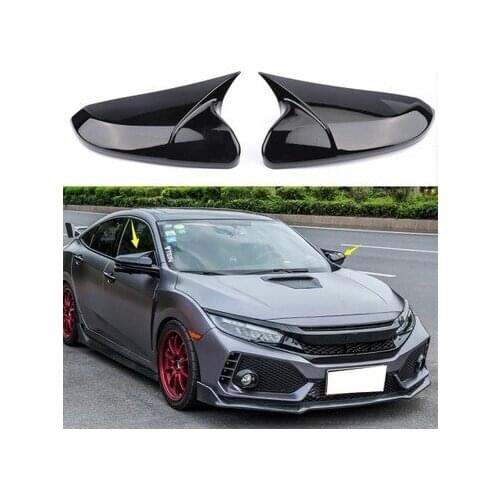 Bat Mirror Cover For HONDA CİVİC FC5 Compatible Batman Piano Black Color Accessory