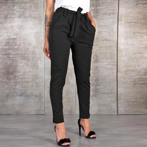 Women Summer Casual Lace Up Harem Pants 2021 New High Waist Solid Pants Female Loose Pockets Classic OL Trousers oversized S-2XL