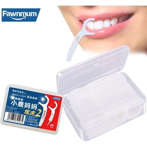 Fawnmum Dental Floss and Toothpick Thread for Teeth Care for Teeth Cleaning Plastic Toothpicks With Thread Dentistry Tool Picks