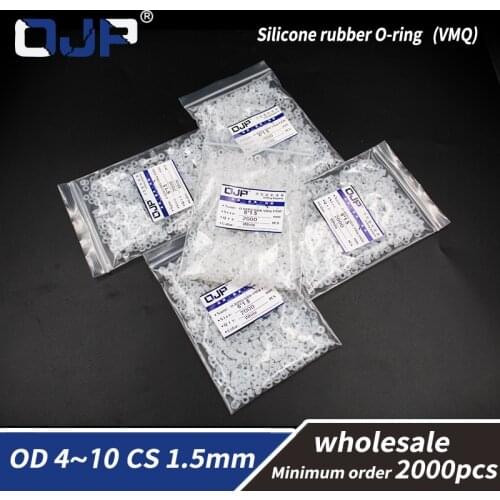 1.5mm Thickness 2000PCS/lot wholesale White Silicon O-ring Food grade Silicone/VMQ OD4/5/6/7/8/9/10mm O Ring Seal Rubber Gasket