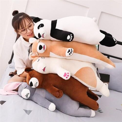 1pc Cartoon Lying Plush Stuffed Teddy Bear Big Toys Shiba Inu Dog Doll Lovely Animal Children Birthday Gift Panda Plush Pillow