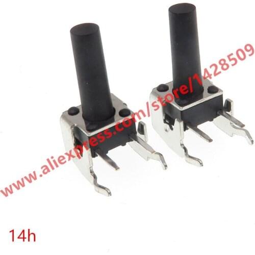 100pcs/lot 6*6*14mm Touch Tact Switch With Bracket Horizontal Type With Support Push Button Switch Black 6*6*14mm