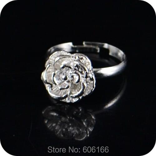 20x Silver Rose Flower Ring Enragement ring for Girl Women Party Wedding Fashion Jewelry