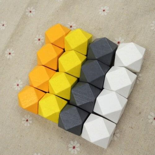40pcs geometric wood bead 20mm FADE YELLOW ORANGE WHITE GREY JEWELRY WHOLESALE chunky MIX 4 COLORS WHOLESALE EA480