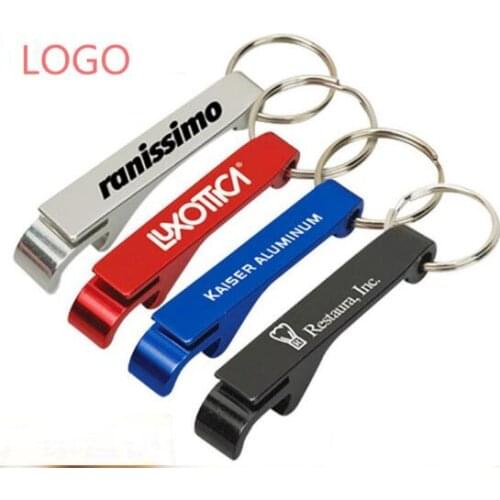 500pcs/lot Free Shipping promotion customed printed logo gift Metal aluminum alloy bottle opener metal keychain laser LOGO